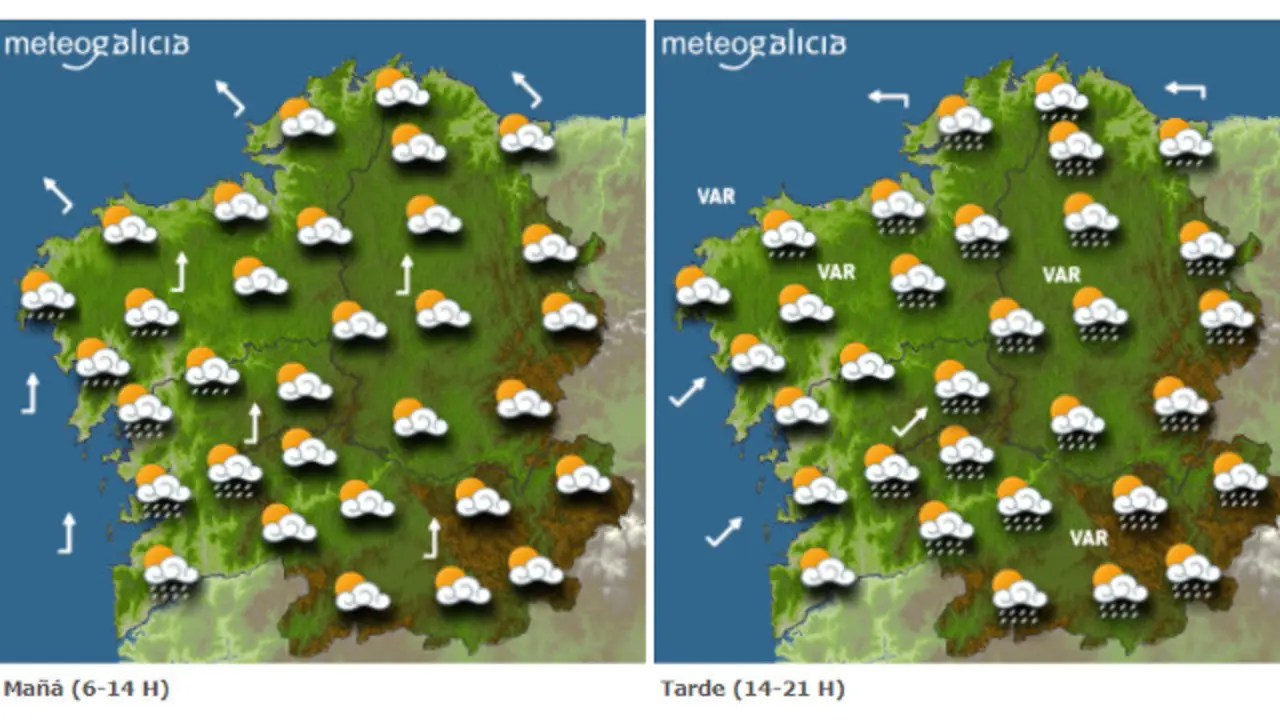 Mapa con la previsi&oacute;n de Meteogalicia
