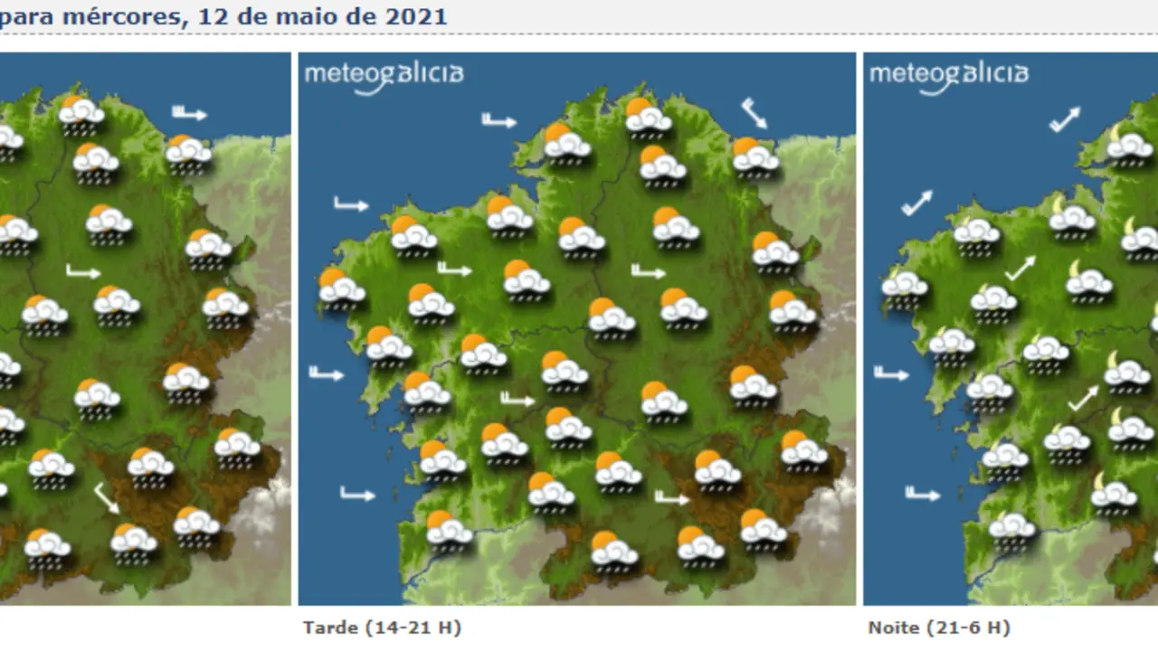 Mapas del tiempo en Galicia para este mi&eacute;rcoles. METEOGALICIA
