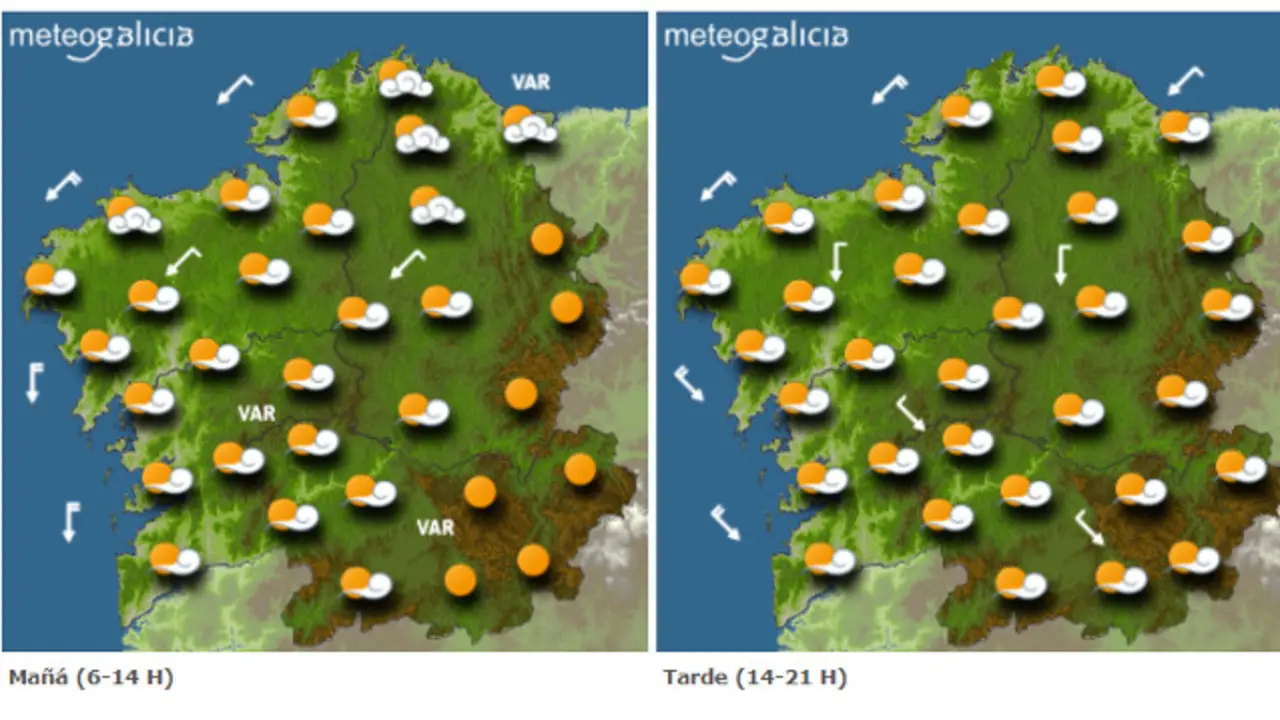 Mapa con la previsi&oacute;n de Meteogalicia. EP
