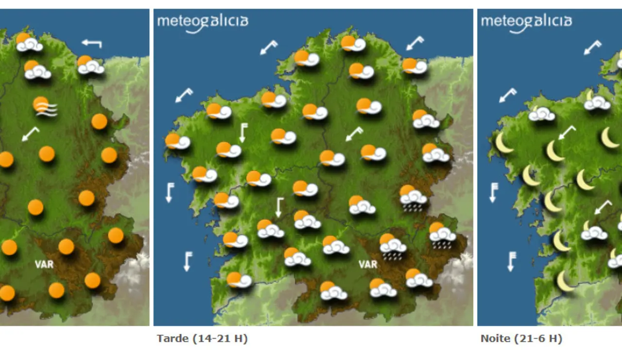 Mapa con la previsi&oacute;n de Meteogalicia. EP