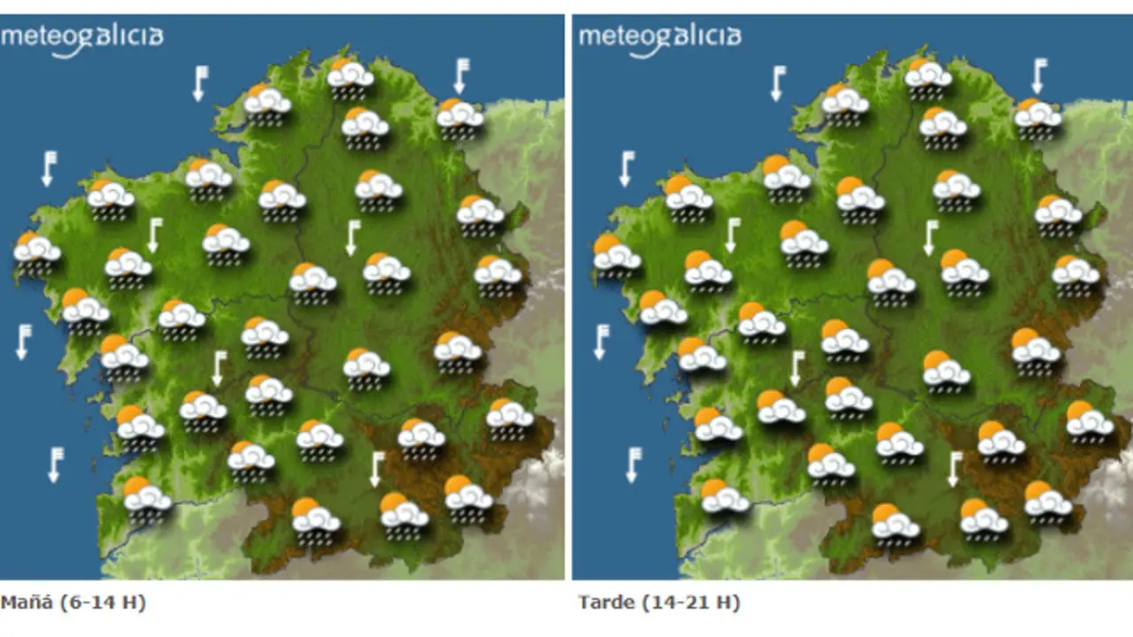 Mapa con la previsi&oacute;n del tiempo. METEOGALICIA
