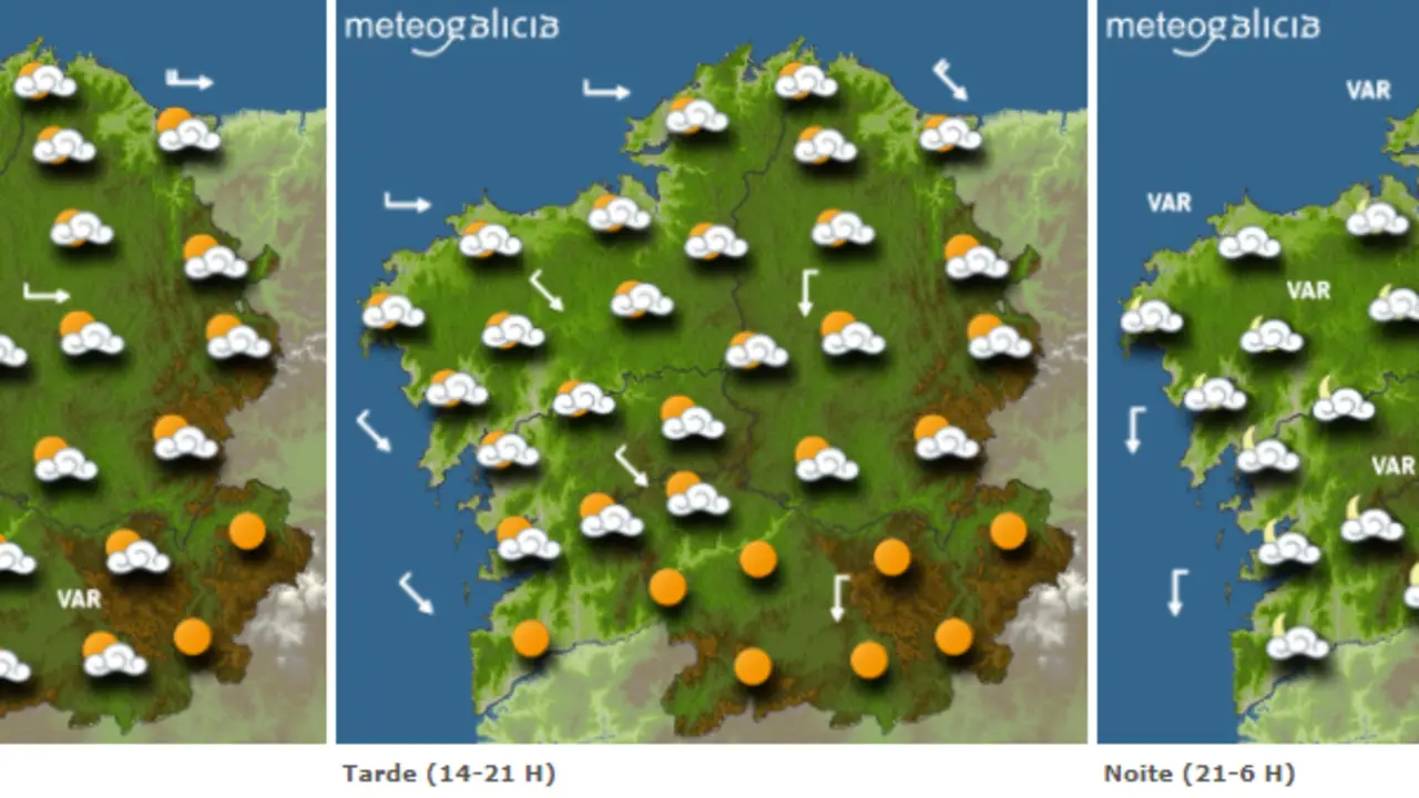 Mapas del tiempo en Galicia para este martes. METEOGALICIA