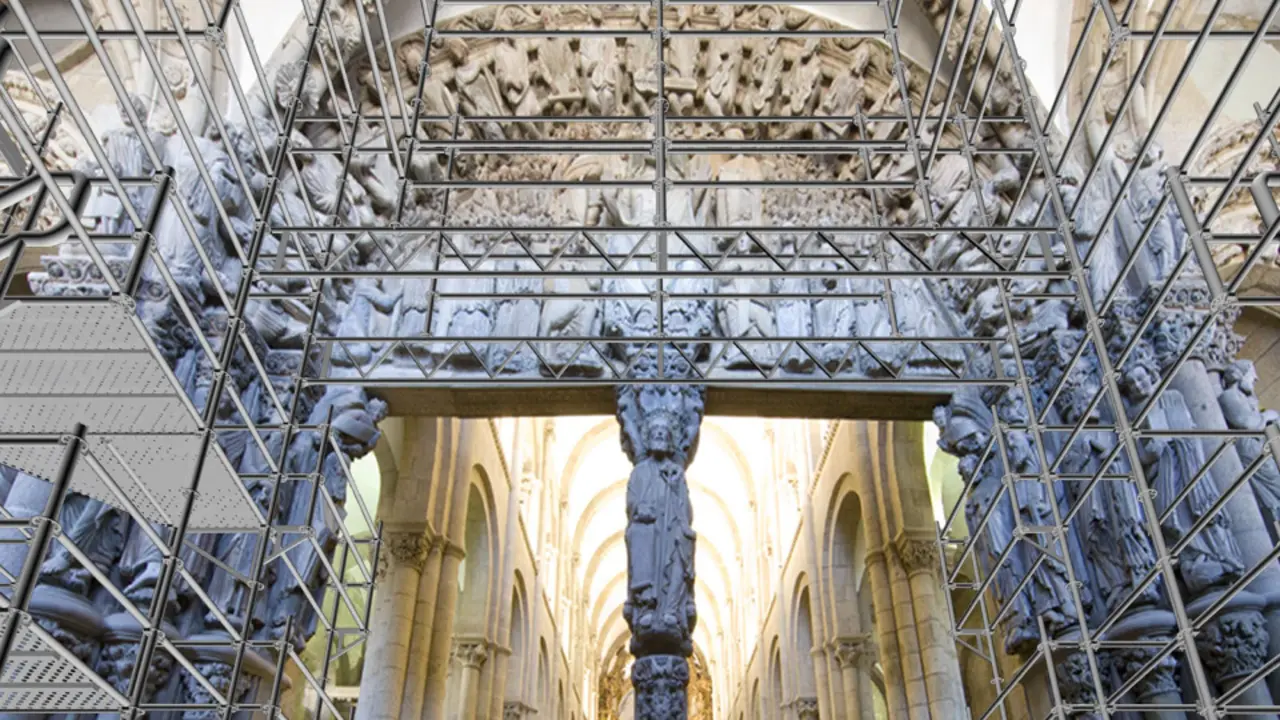 Pórtico de la Gloria durante las obras. DP