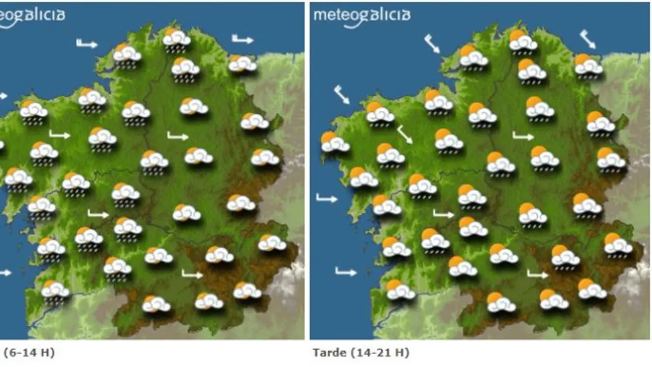 Mapa con la previsión de Meteogalicia. EP