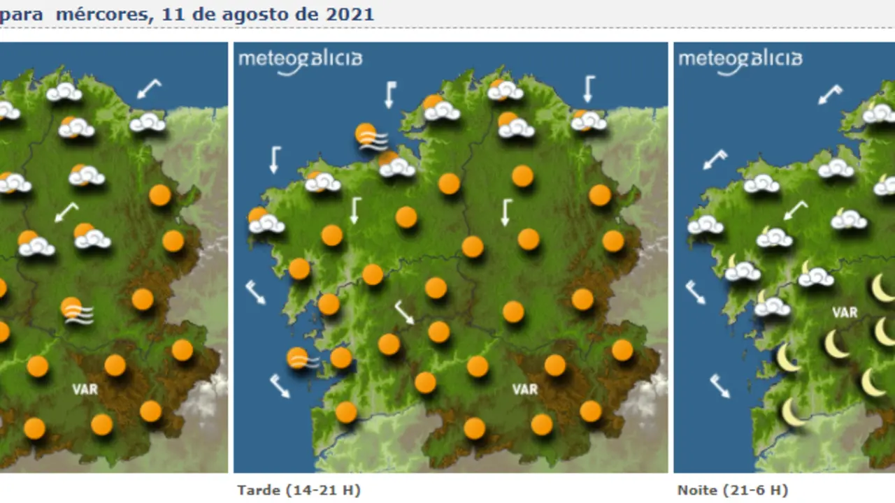 Mapas del tiempo para este miércoles en Galicia. METEOGALICIA