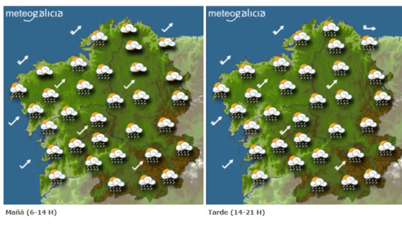 Mapa con la previsión de Meteogalicia. EP