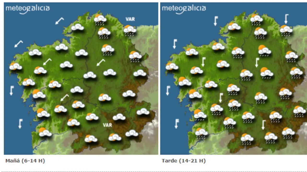 Mapa con la previsión de Meteogalicia. EP
