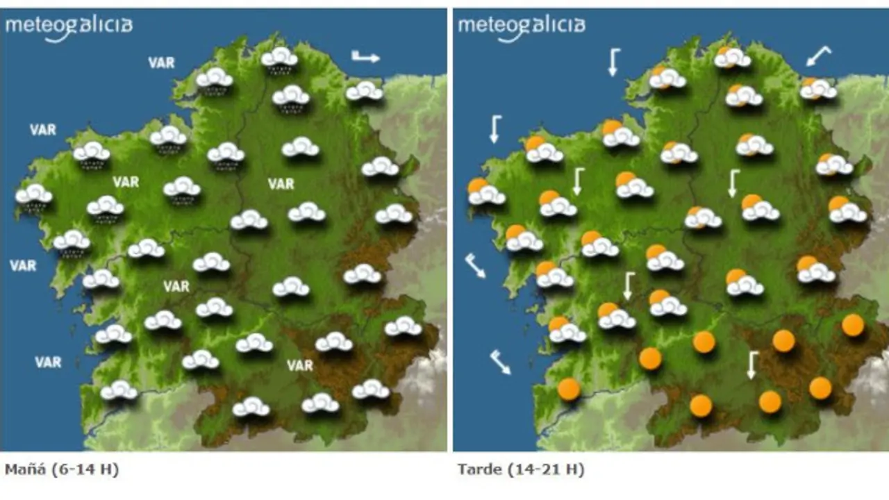 Predición meteorolóxica para este mércores. METEOGALICIA