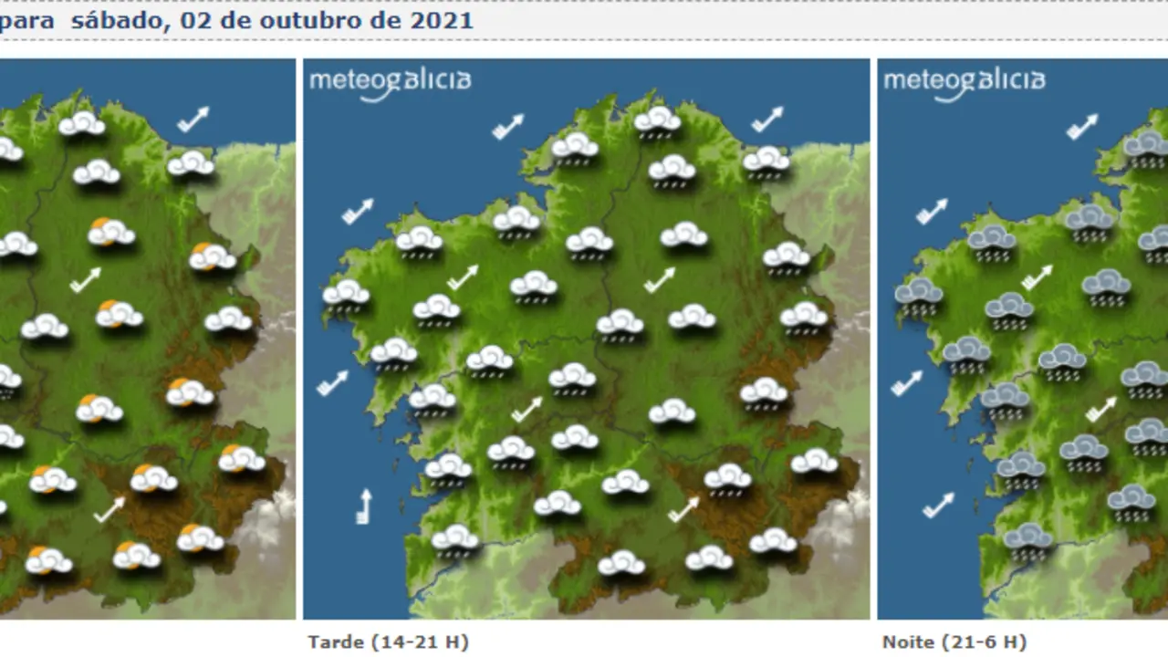 Mapas del tiempo en Galicia para este sábado. METEOGALICIA