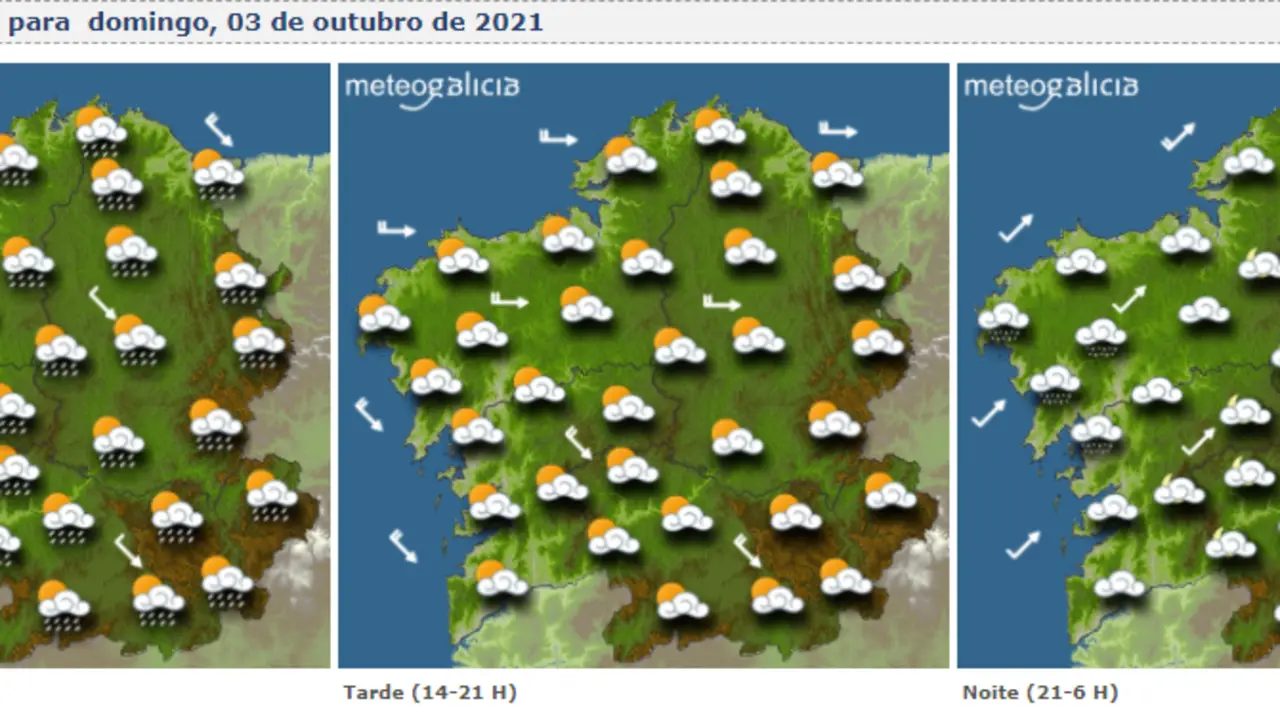 Mapas del tiempo para este domingo en Galicia. METEOGALICIA