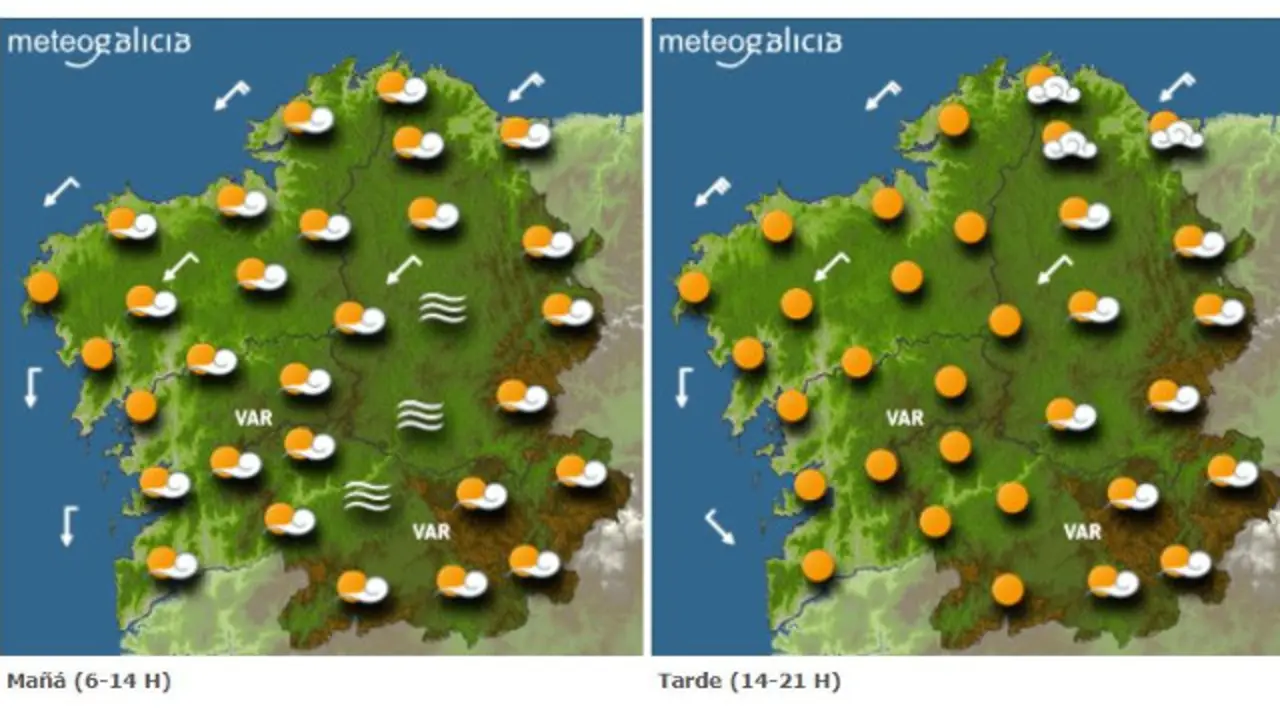 Predición meteorolóxica para este sábado. METEOGALICIA