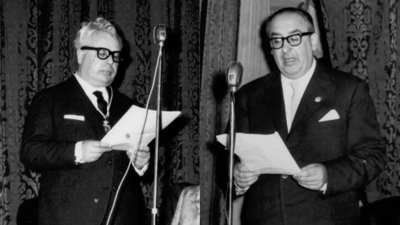 Francisco Fernández del Riego y Álvaro Cunqueiro. REAL ACADEMIA GALEGA