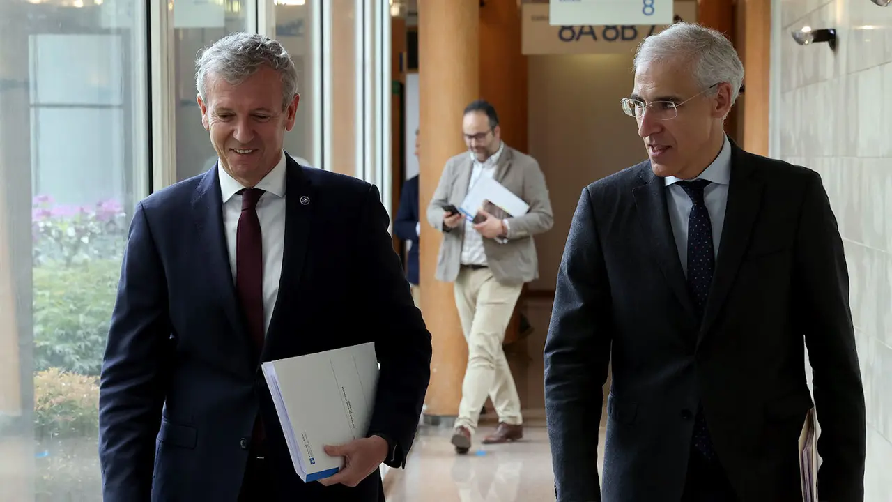 Rueda y Conde, tras el Consello da Xunta. PEPE FERRÍN (AGN)