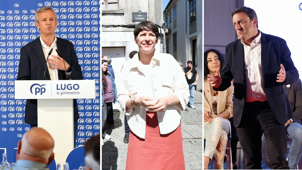 Rueda, Pontón y Formoso, en actos de campaña. ARCHIVO