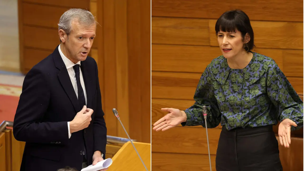 Alfonso Rueda e Ana Pontón, este mércores no Parlamento de Galicia. PEPE FERRÍN (AGN)