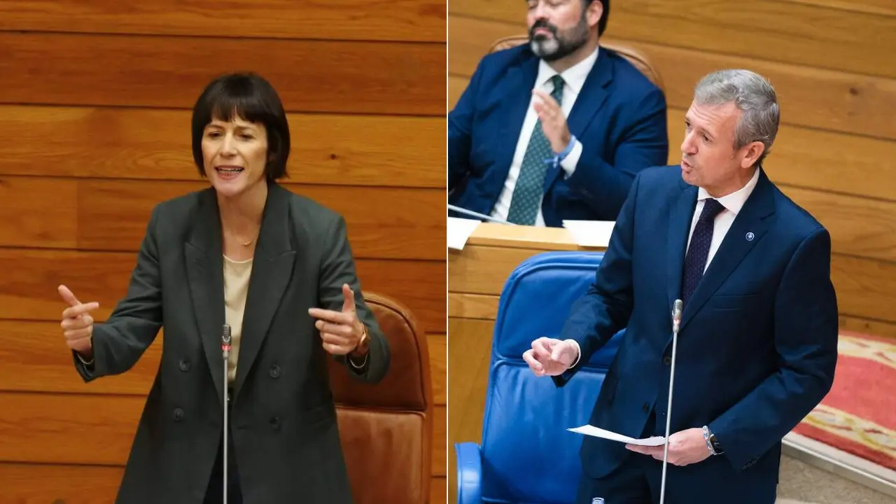 Ana Pontón y Alfonso Rueda, este miércoles en el Parlamento gallego. EP