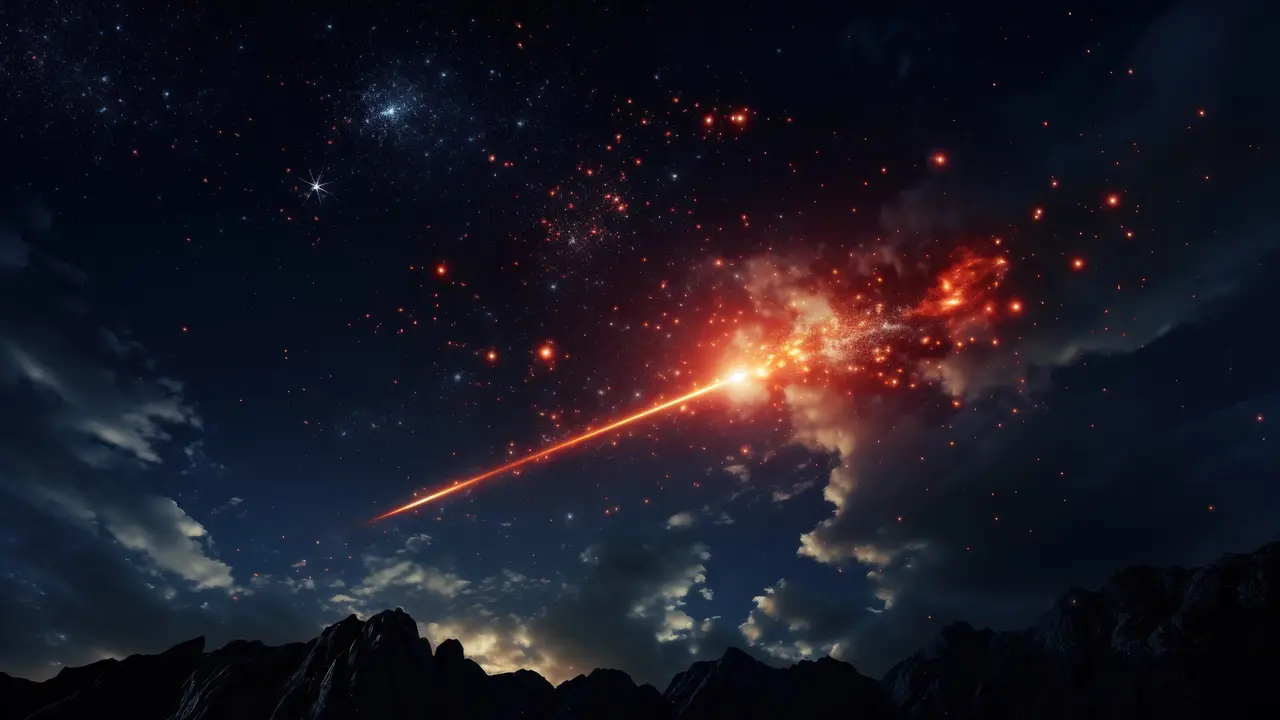 Un asteroide ilumina el cielo nocturno. FREEPICK