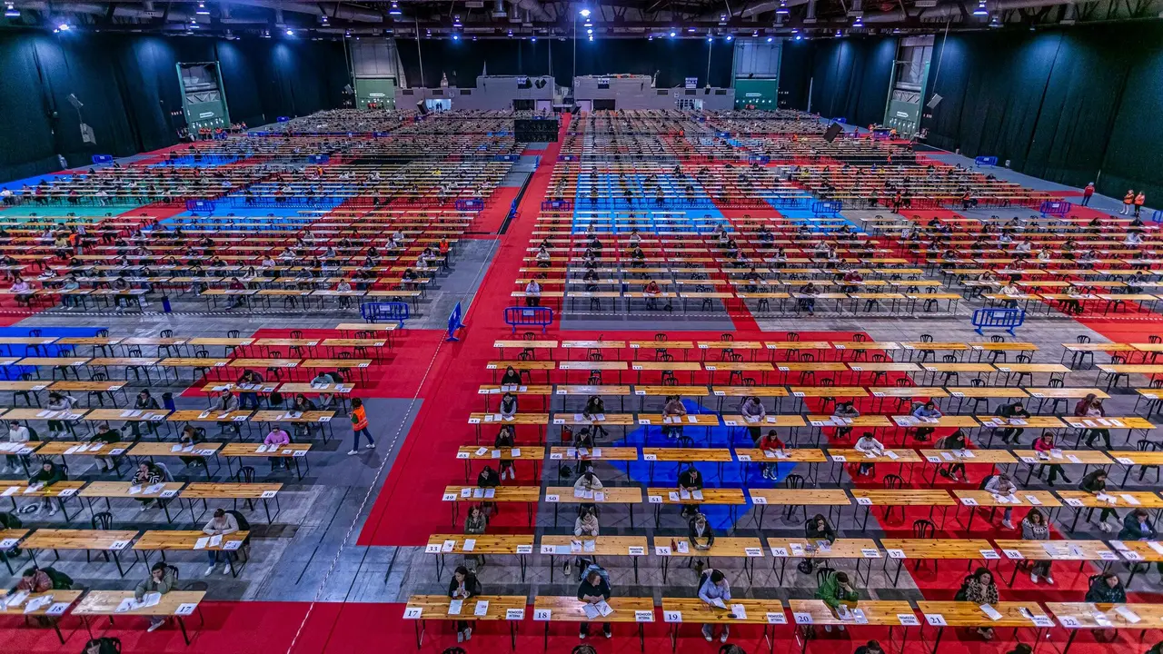 Opositores del Sergas, este sábado en Silleda.EP