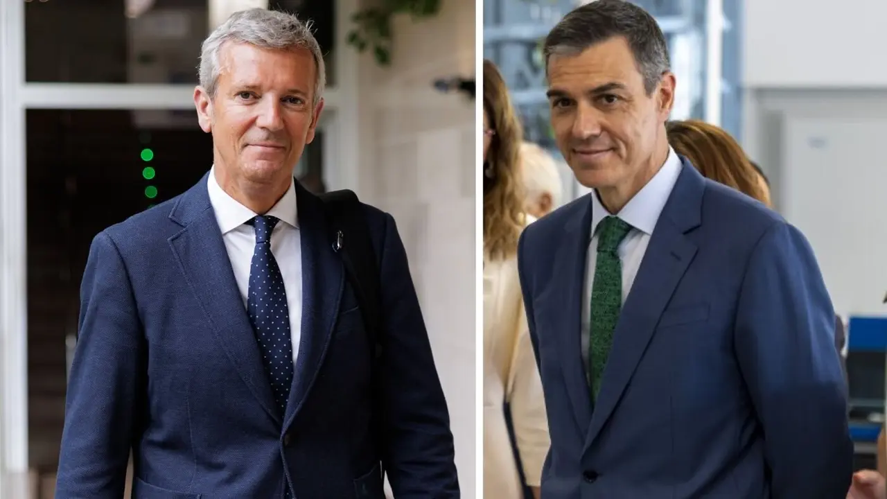 El presidente de la Xunta, Alfonso Rueda, y el presidente del Gobierno central, Pedro Sánchez. DAVID CABEZÓN EFE