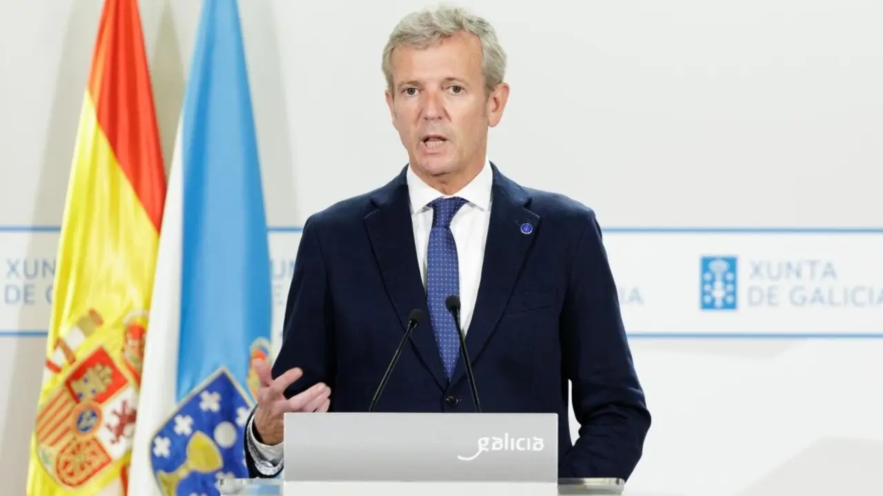 El presidente de la Xunta, Alfonso Rueda, tras el Consello. DAVID CABEZÓN