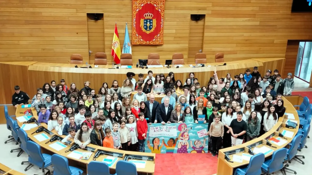 Escolares de A Coruña en el XI Foro de Participación Infantil Parlamento de Galicia - Unicef. CONCELLO DA CORUÑA