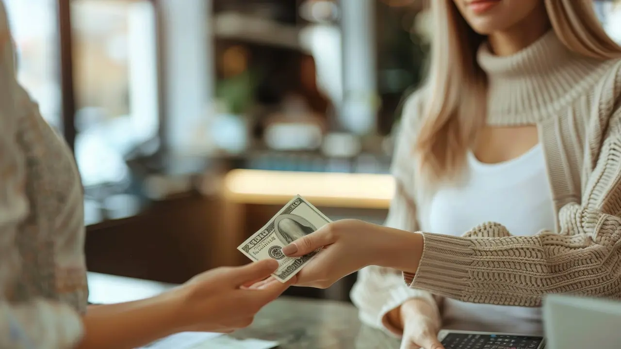 Una mujer paga en efectivo. FREEPICK