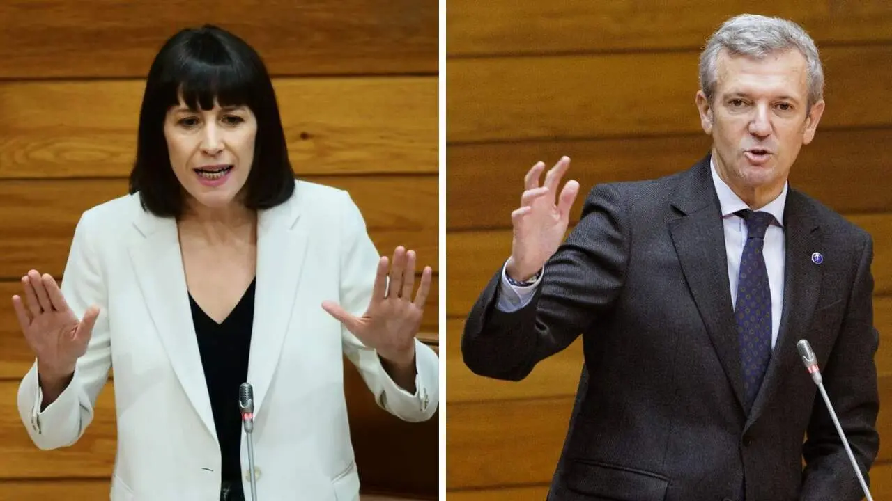Ana Pontón y Alfonso Rueda, en la sesión de control en el Parlamento. BNG D. CABEZÓN