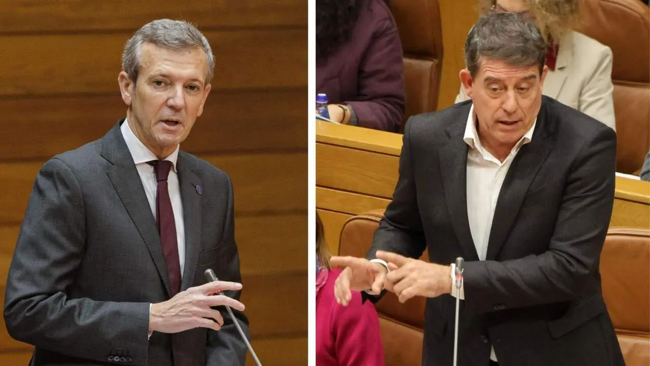 Alfonso Rueda y José Ramón Gómez Besteiro. DAVID CABEZÓN/PSDEG