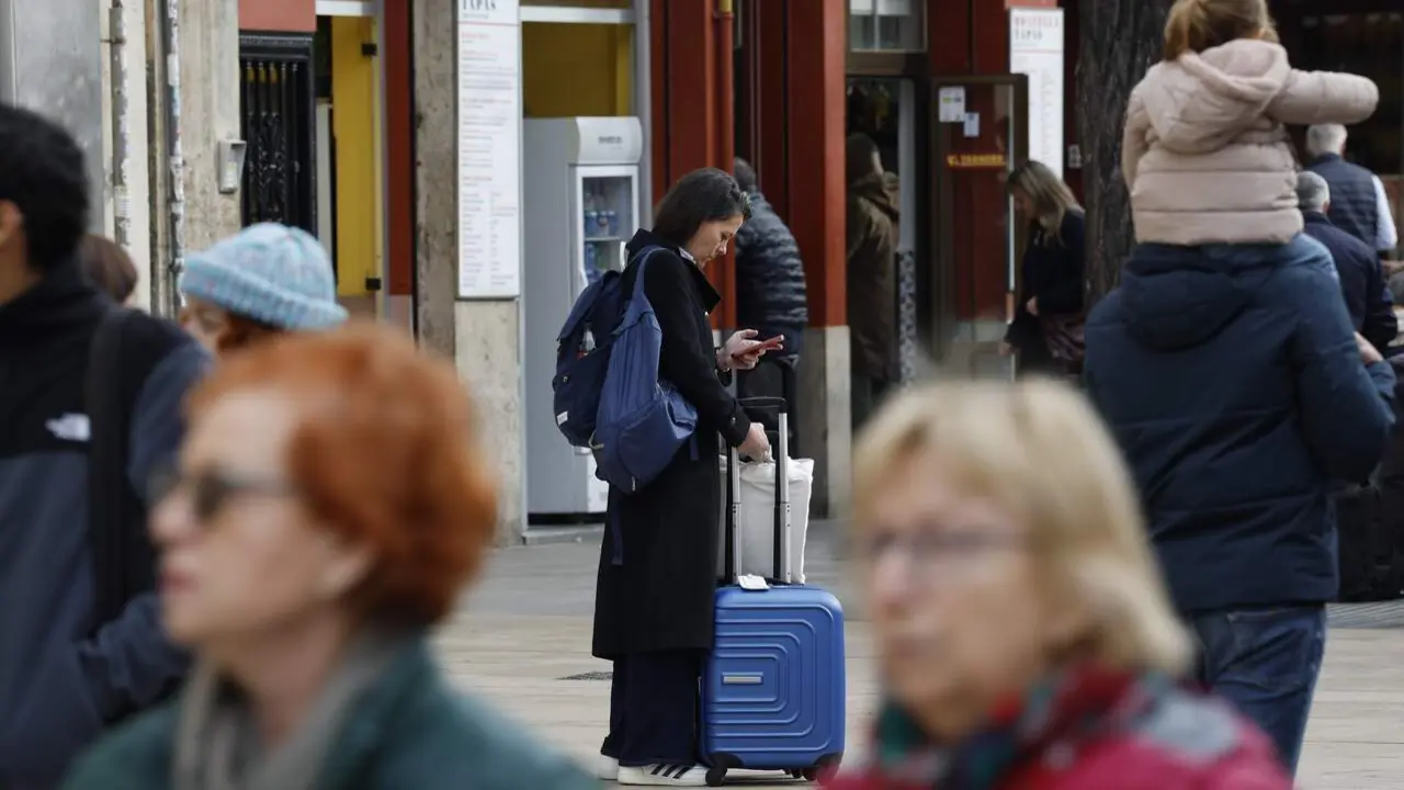 Una turista mirando el m&oacute;vil. EFE