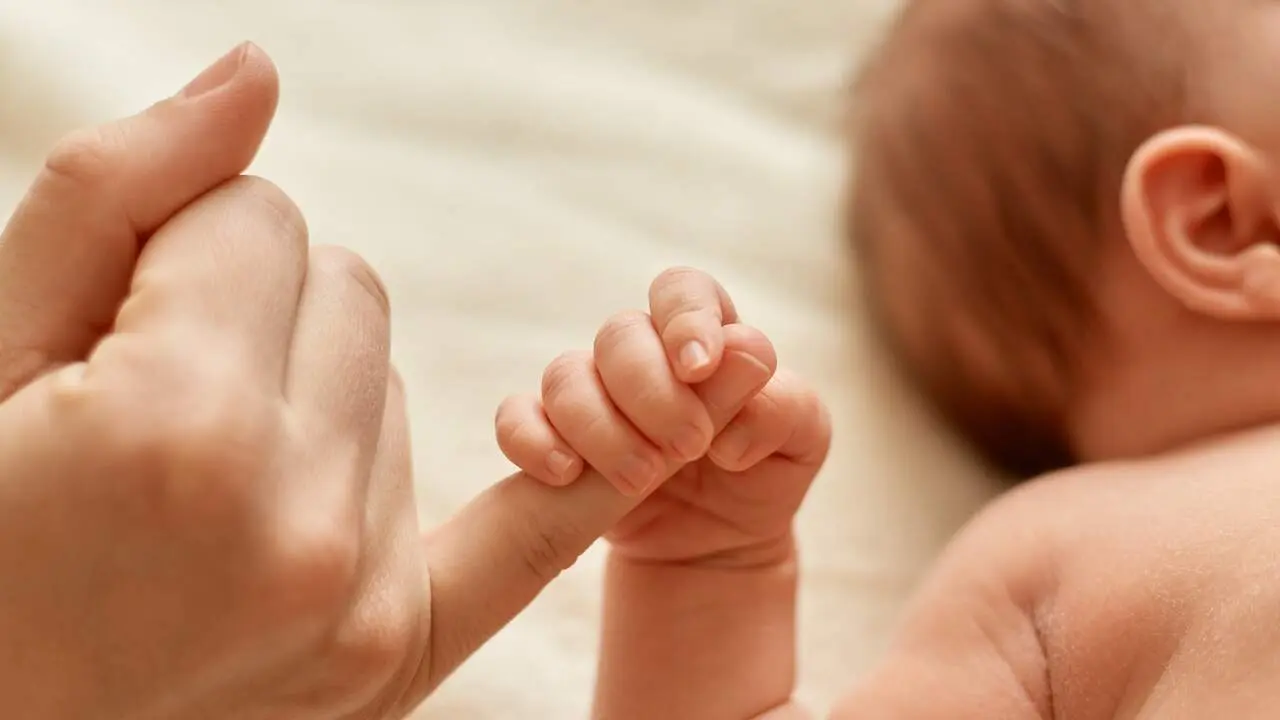 Un reci&eacute;n nacido agarra la mano de un adulto. FREEPIK