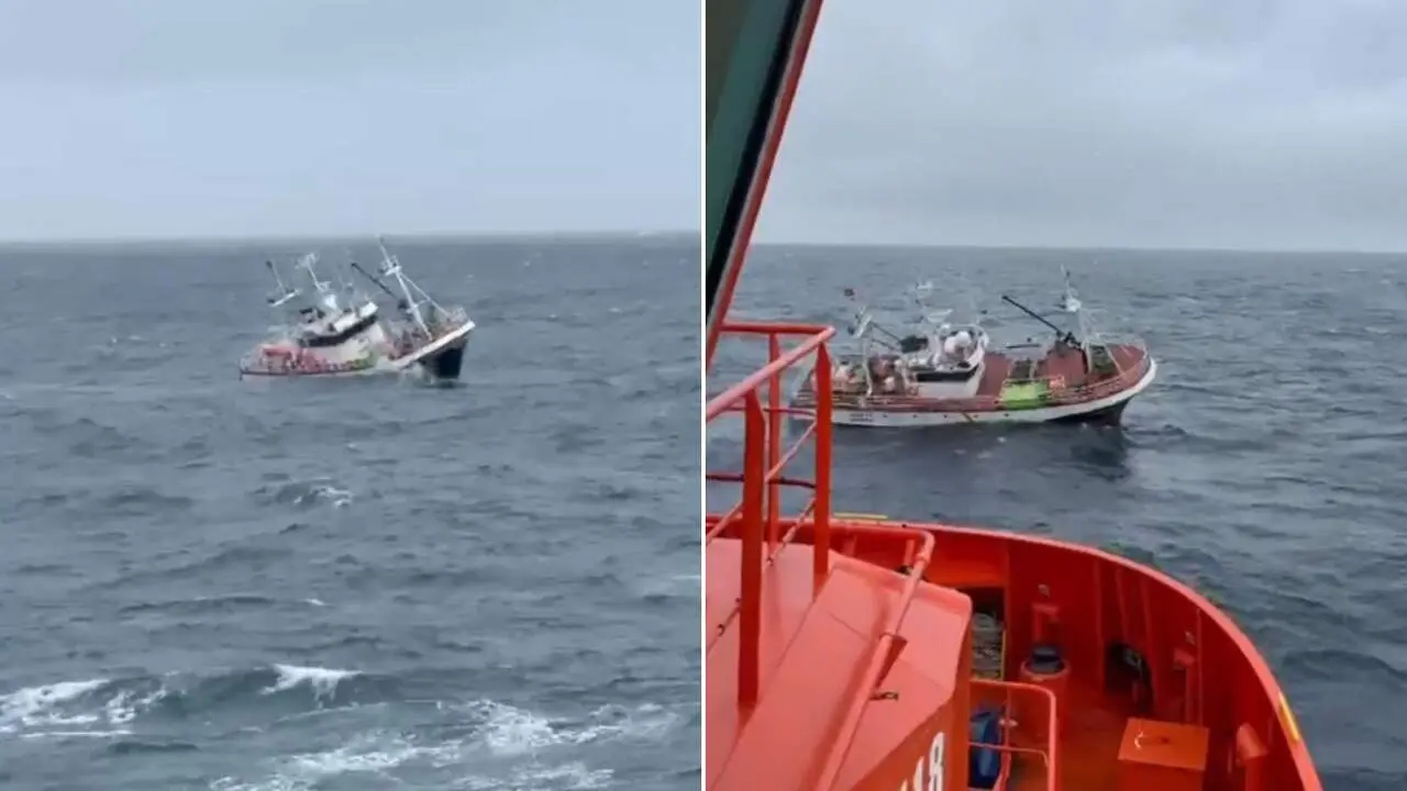 El pesquero Itoitz, durante el rescate efectuado por Salvamento Mar&iacute;timo. SALVAMENTO MAR&Iacute;TIMO