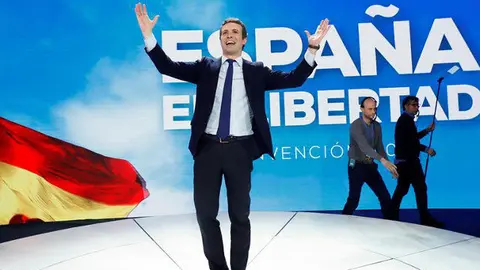 Pablo Casado, durante la clausura de la Convención Nacional del Partido Popular. CHEMA MOYA