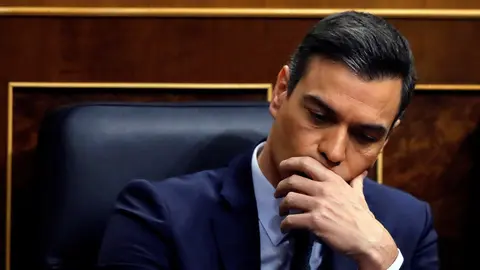 Pedro S&aacute;nchez, durante la segunda jornada del debate de su investidura. EFE