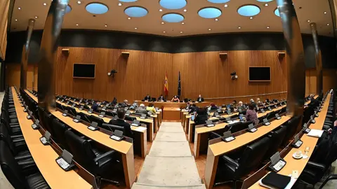 Vista de la Comisi&oacute;n de Sanidad a trav&eacute;s de un 'ojo de pez'. EFE