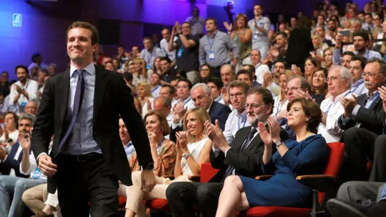 Pablo Casado, este sábado en el congreso del PP. JUAN CARLOS HIDALGO (EFE)