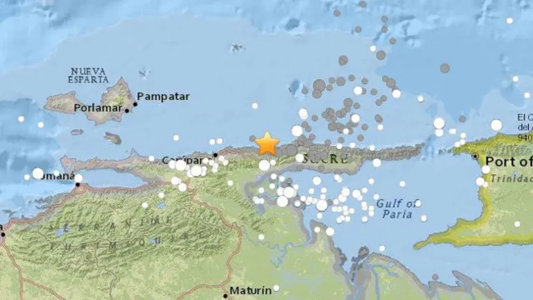 Epicentro del seísmo registrado en Venezuela. U.S. GEOLOGICAL SURVEY