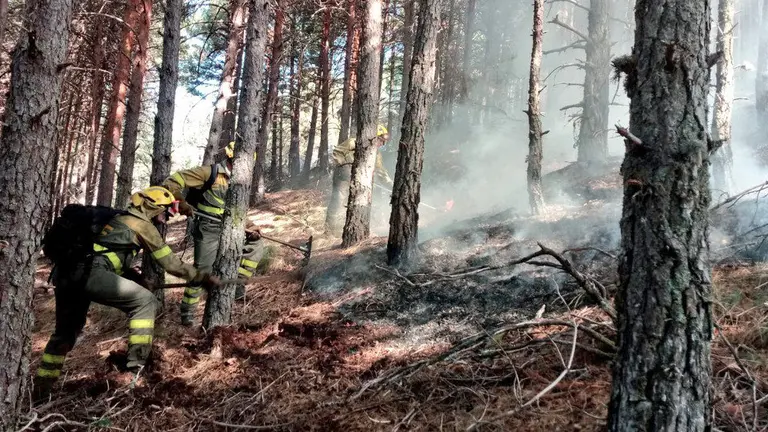 Actuación en el incendio de O Invernadoiro. TWITTER (@BrifLaza)