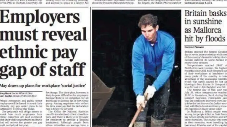 Parte de la portada de The Times en la que figura Rafa Nadal.