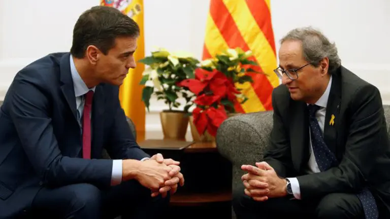 Pedro Sánchez y Quim Torra, reunidos en Pedralbes. TONI ALBIR