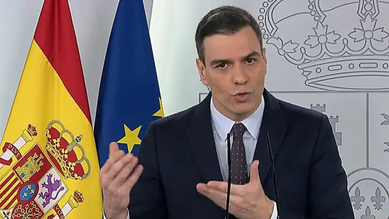 Pedro Sánchez, en la rueda de prensa. EFE