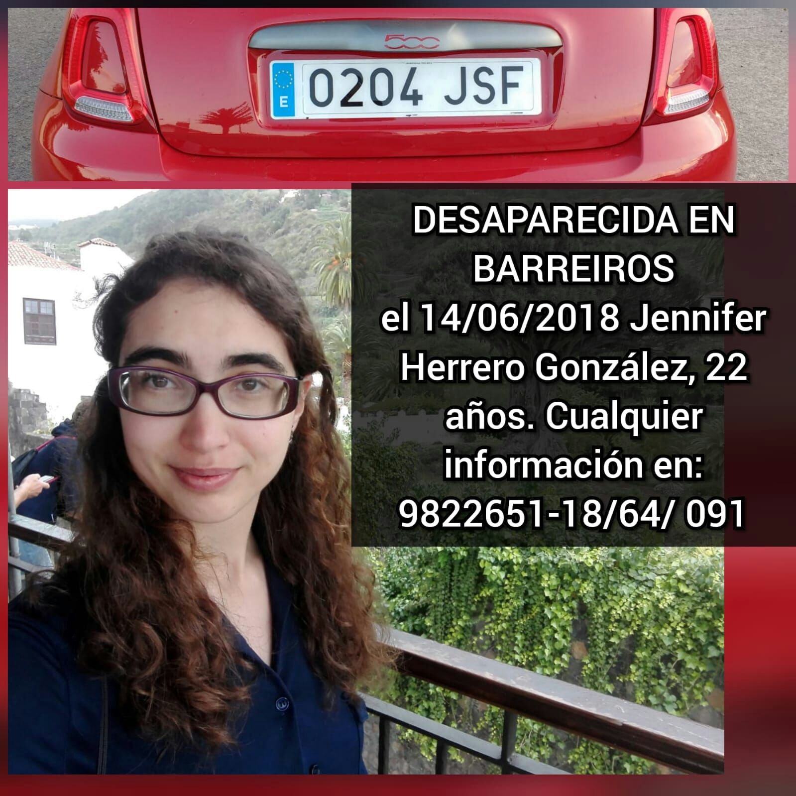 Imagen de Jennifer Herrero González, desaparecida en Barreiros