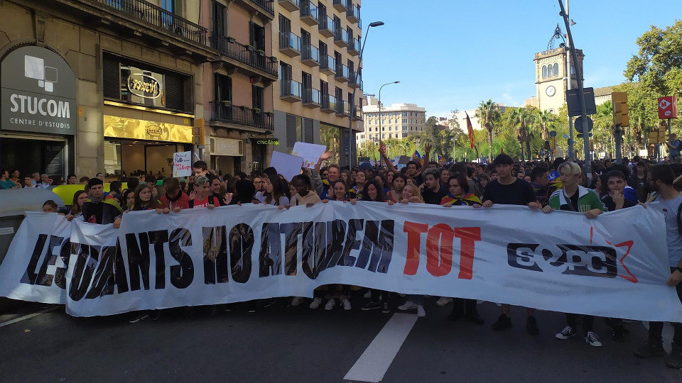 Manifestación de los estudiantes de Barcelona. EUROPA PRESS