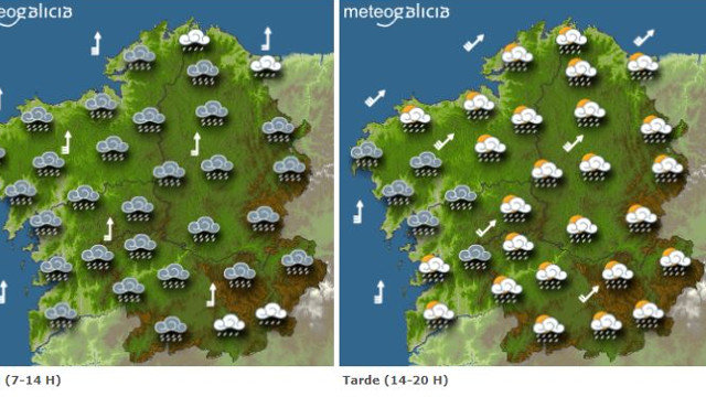 Mapa coa previsión de Meteogalicia