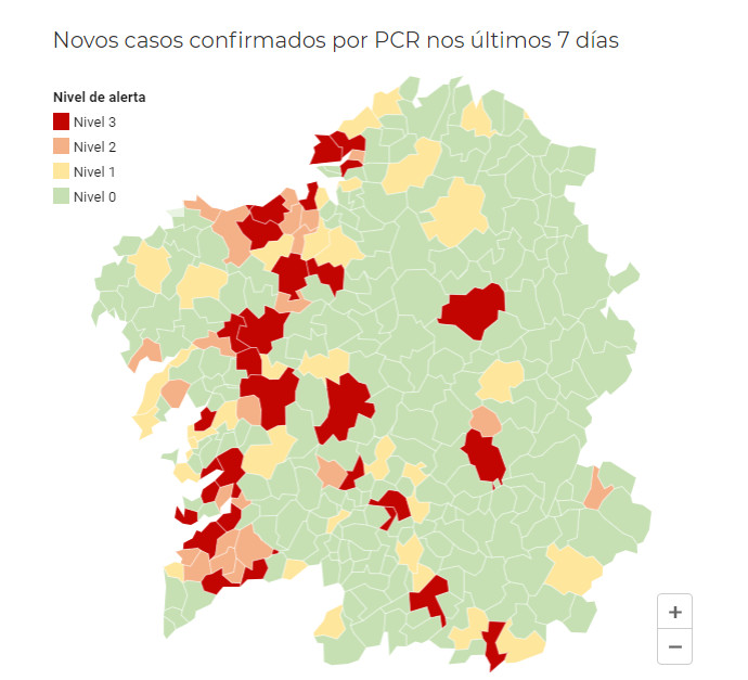 Niveis de alerta por concellos (24.10.20)