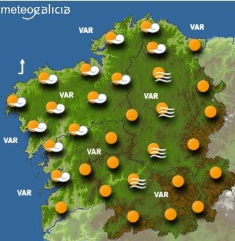 El tiempo previsto para este jueves. METEOGALICIA