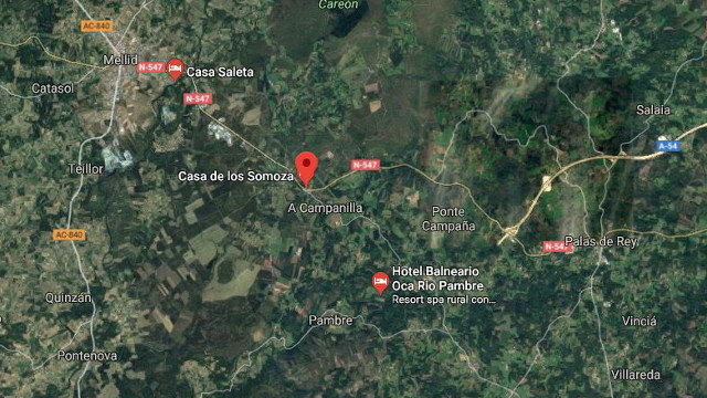 O Coto, entre Melide y Palas. GOOGLE EARTH