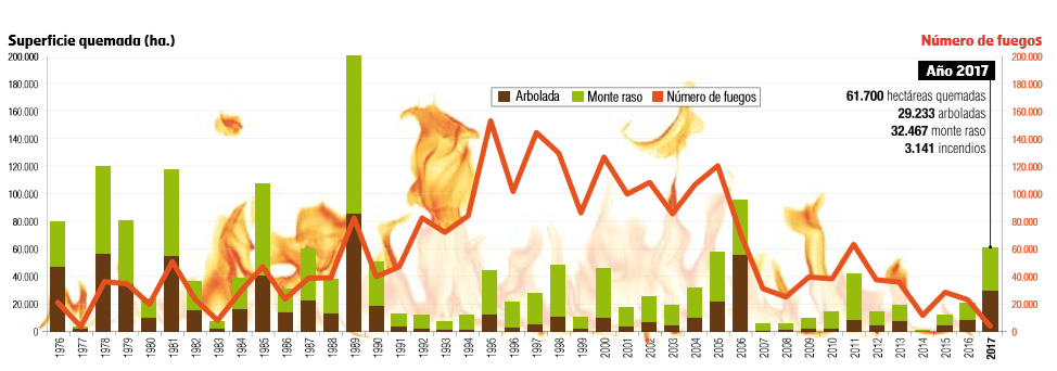 Gráfico sobre los incendios. EP