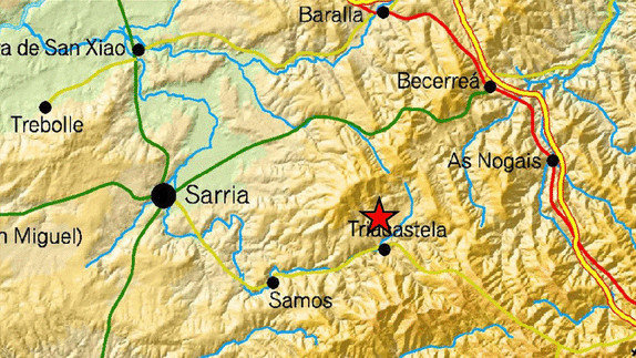 Lugar donde se registró el seísmo de Triacastela. IGN