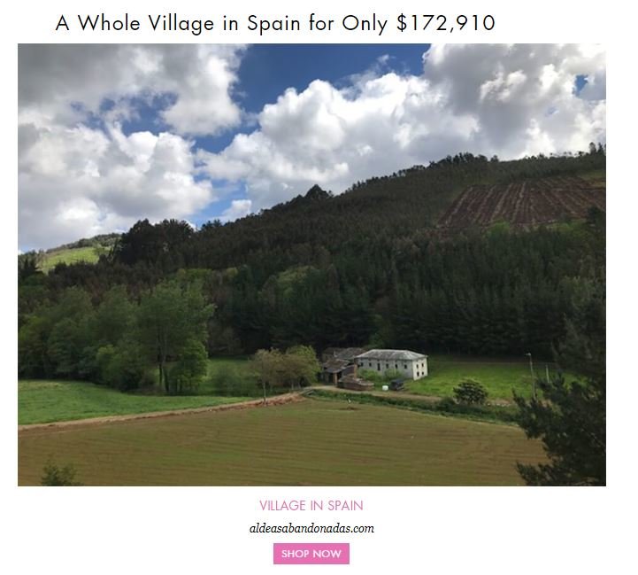 El anuncio publicado por Paltrow con la imagen de la aldea de Riotorto a la venta. EP