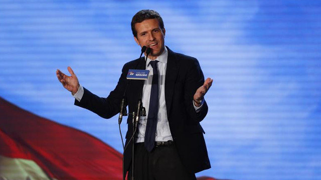 Pablo Casado, no acto de inicio de campaña electoral. EFE